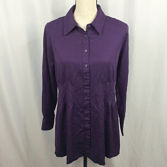 Soft Surroundings Allegretti Tunic Top Womens Size Small Long Sleeve Button Down - Picture 2 of 11